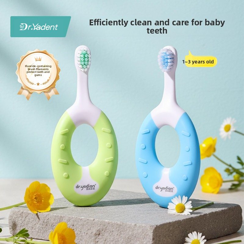 Fluoridated Bristle Toothbrush for Kids Donut Shape Blue
